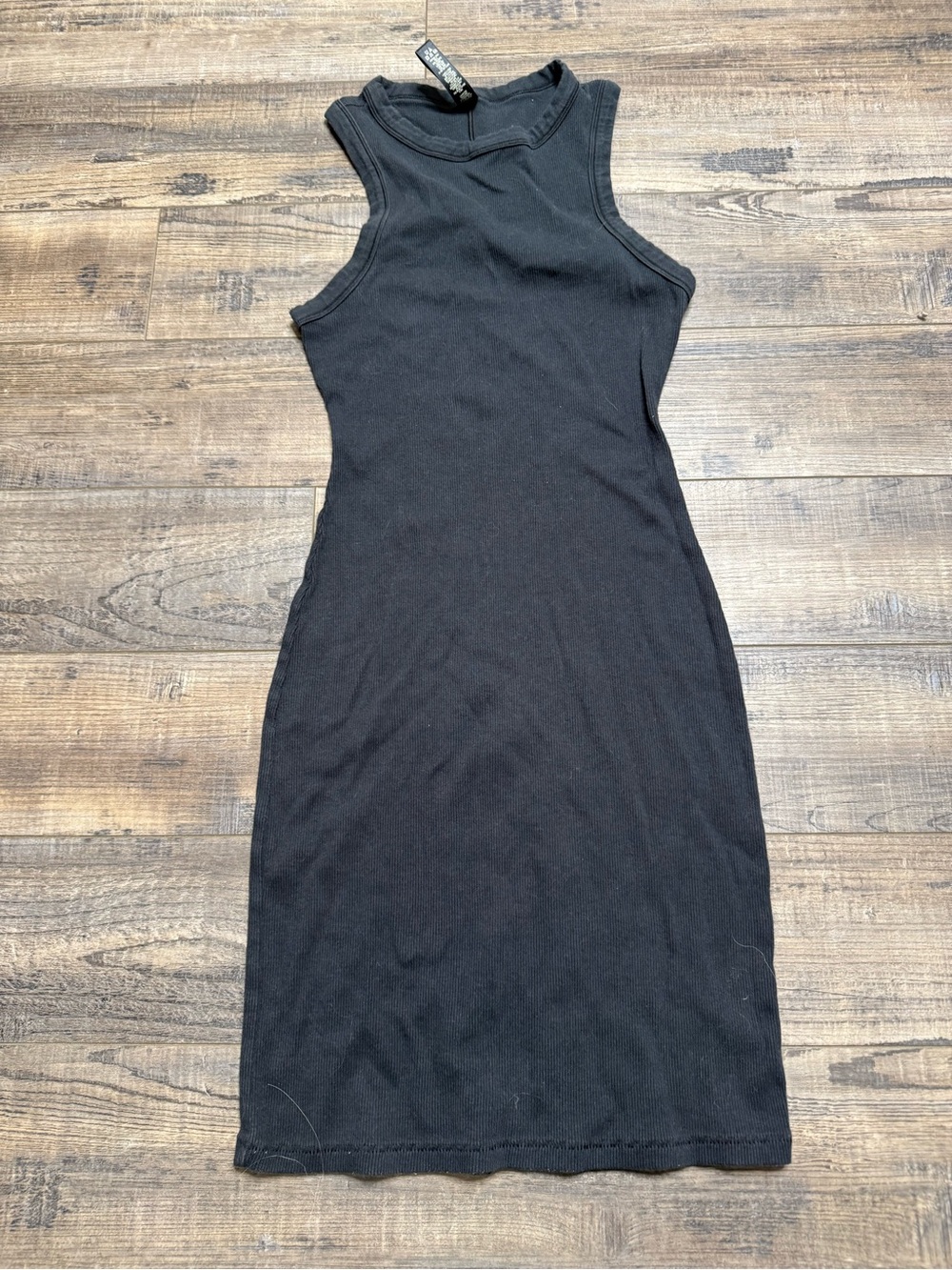 Skims Classic Black Ribbed Sleeveless Tank Dress Women Size Small